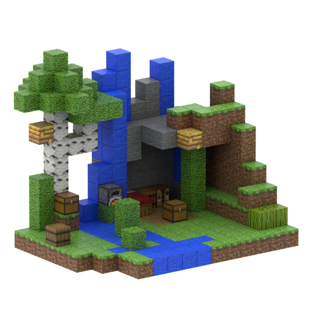 Magnetic blocks recreate Minecraft Jungle Creek Set