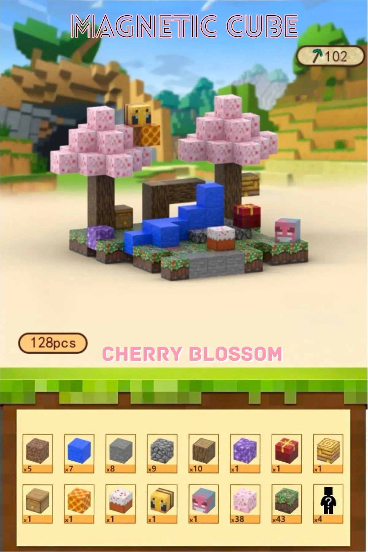Magnetic blocks - recreate minecraft cherry blossom set