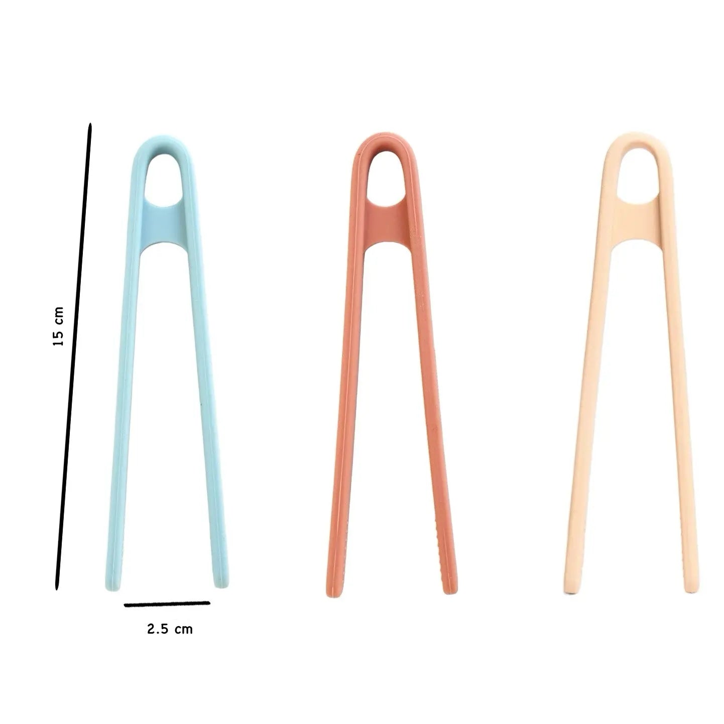 3 silicone tongs with size measurement
