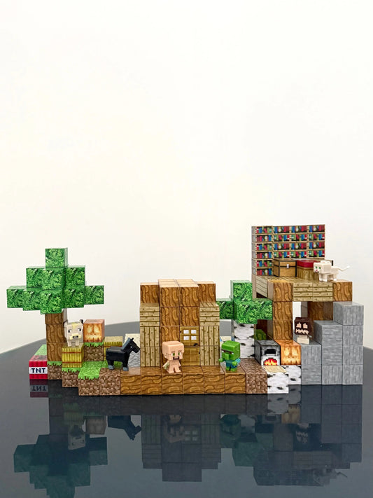 Magnetic blocks recreate Cozy Courtyard Set