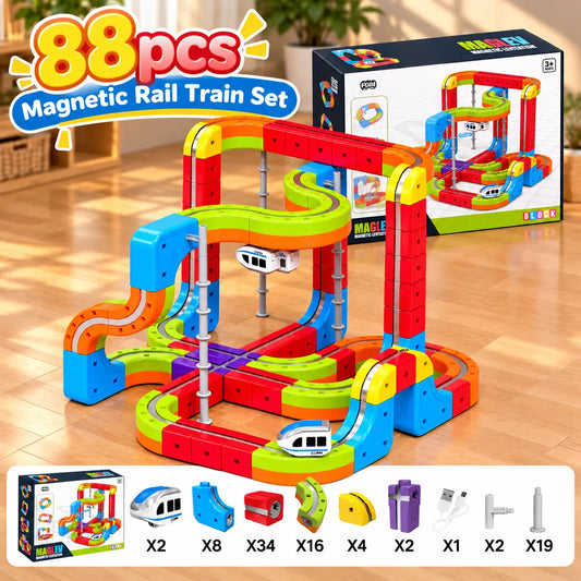 Magnetic Rail Train Set - 88pcs