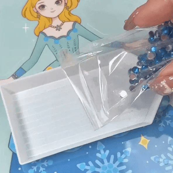 Video of applying diamond onto dress up template 