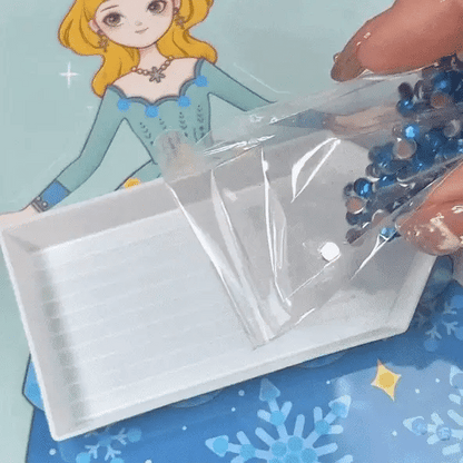 Video of applying diamond onto dress up template 