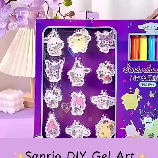 Short introduction video about Sanrio DIY Gel Art - showing how to create a keychain